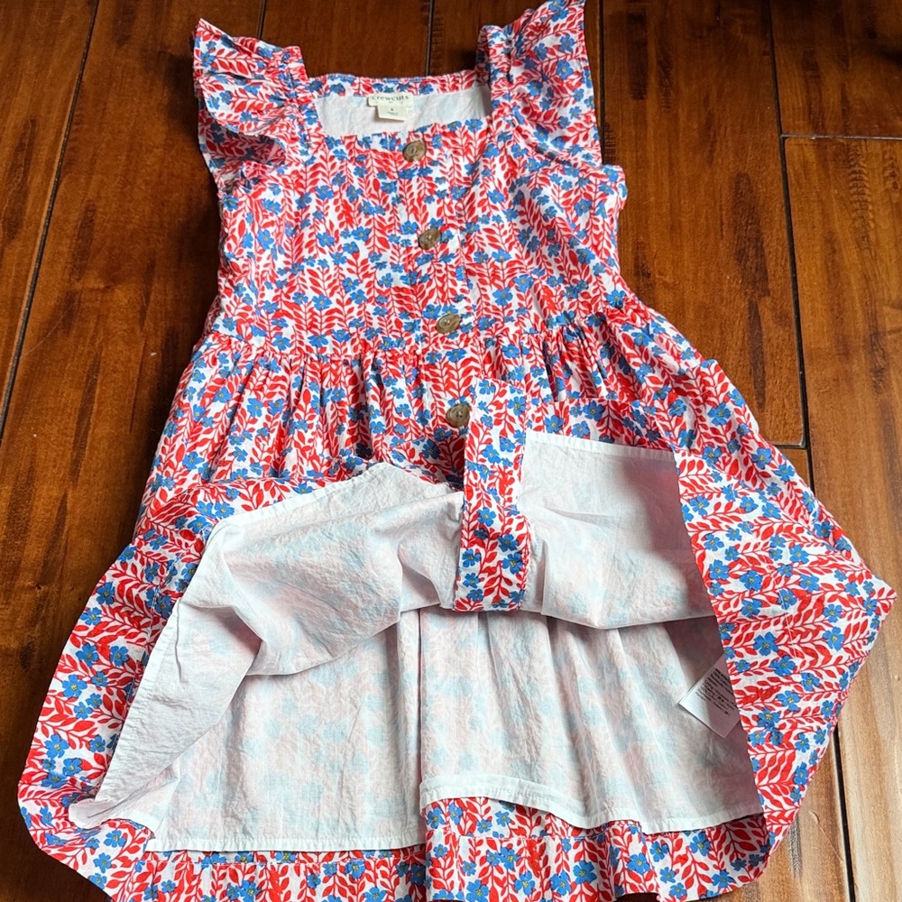 Crewcuts Red and Blue Floral Kids Dress - Picture 5 of 6
